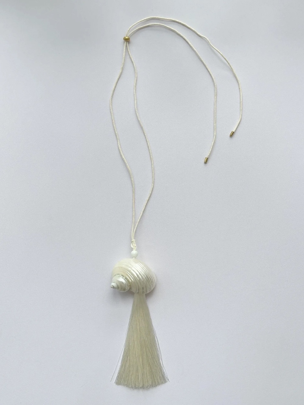 Mayamar Conch Shell Tassel Adjustable Necklace 24K Gold Plated Coastal Boho